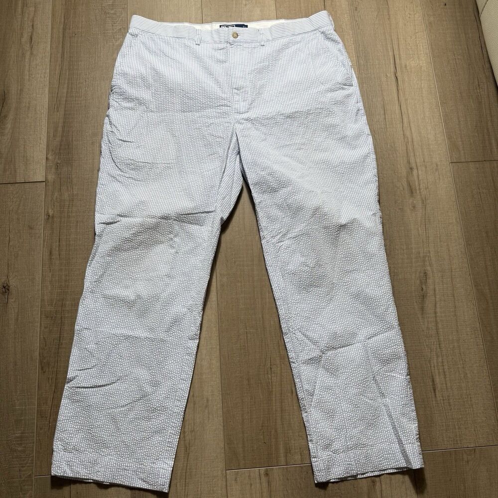 VTG Polo Ralph Lauren Seersucker Men’s 38x30 Blue Pinstripe Classic Fit Pants